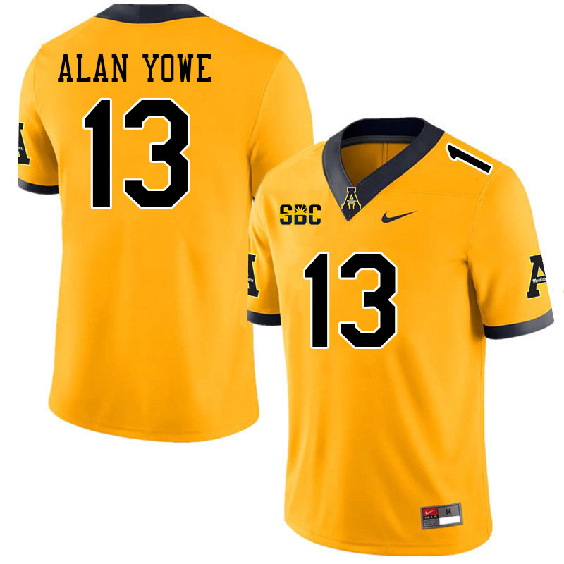 Men #13 Trenton Alan Yowe Appalachian State Mountaineers College Football Jerseys Stitched Sale-Gold